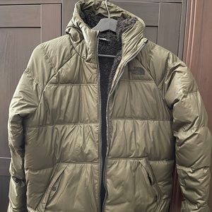 The NorthFace jacket down jacket with hoodie.